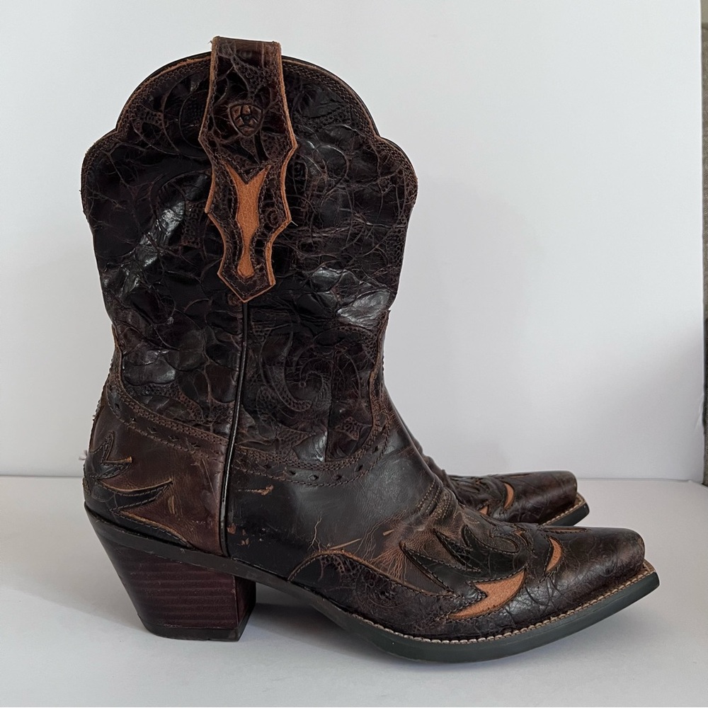 Ariat Dahlia Boots Western Cowgirl pointed Toe Heeled Brown Leather Womens 9